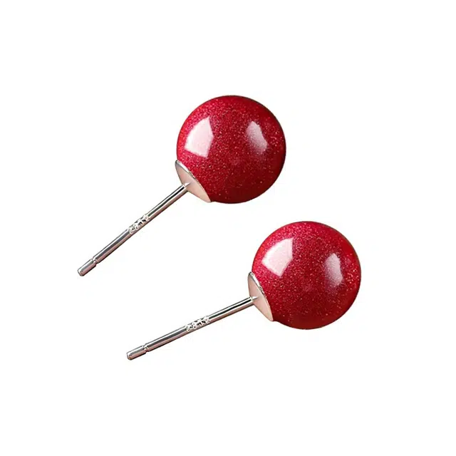 谧月珠宝 转运紫金砂耳饰高级感小众养耳洞八方来财精致百搭聚财纳福万事顺遂吉祥如意轻奢风再造辰砂 朱砂 耳钉 男女同款情侣款