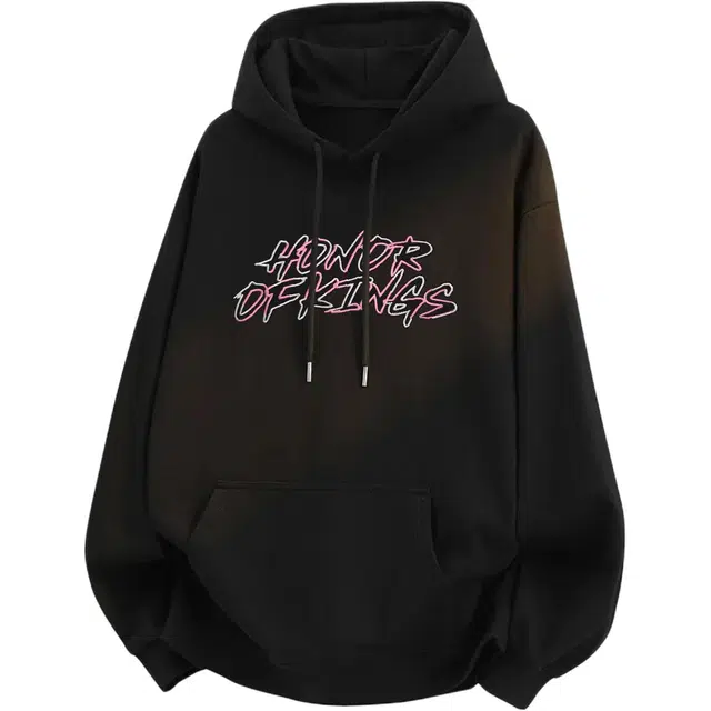 王者荣耀 美式拼接撞色字母长袖落肩款宽松舒适高街痞帅少年感休闲百搭时尚连帽卫衣 标语款 男女同款