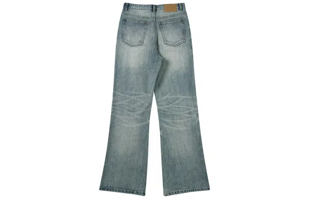 宜而爽 美式高街闪电爆裂纹水洗做旧简约百搭复古设计感泼墨星星小众直筒休闲宽松垂感微喇牛仔裤 男女同款