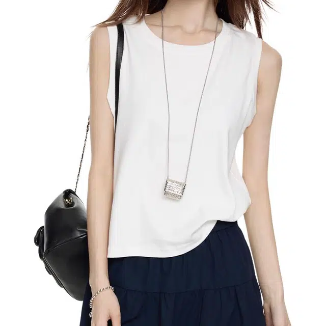 黑恐龙 遛弯神器设计感休闲圆领宽松小个子辣妹风简约打底上衣背心 女款