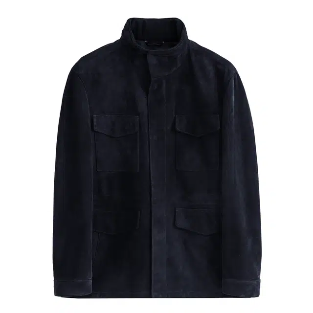 丹宁哲学 灯芯绒纹理新西兰绵羊皮男士立领直筒型皮衣 男款