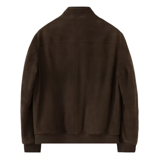 丹宁哲学 高档磨砂反绒纯色长袖立领直筒型皮衣 男款