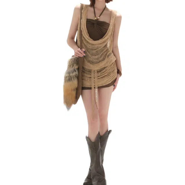 小卷要加油 百搭简约时尚休闲吊带连衣裙 女款