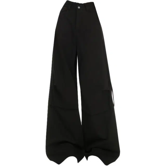 拾籍 设计感腰头蕾丝花边阔腿裤时尚百搭宽松版型休闲风格高腰绑带牛仔裤 女款