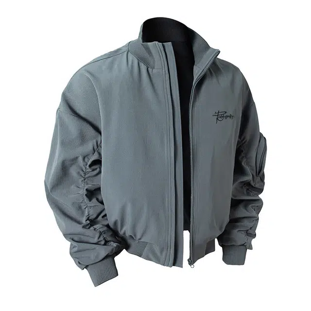 红蜻蜓 美式复古时尚高街宽松字母口袋拉链设计休闲夹克 男女同款