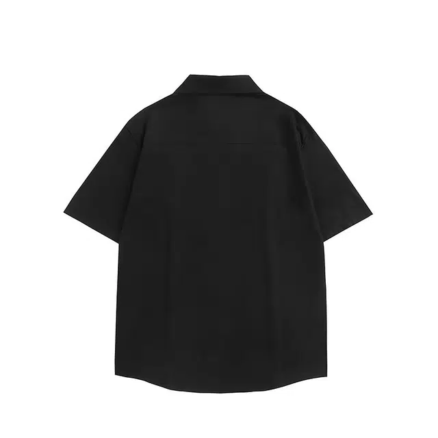 法文箱子 韩版卡通印花小狗高街帅气短袖男夏季薄款潮流百搭休闲五分袖衬衣衬衫 男款