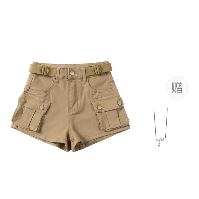 识恩 复古口袋工装超短性感辣妹包臀牛仔短裤  女款