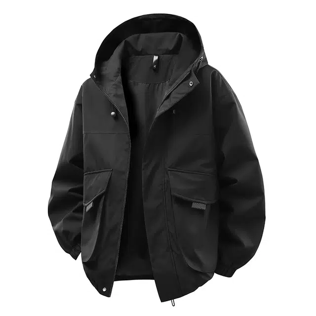 快鱼 山系户外复古美式潮牌简约纯色城市机能防风防水工装伞兵潮流休闲夹克外套 男女同款