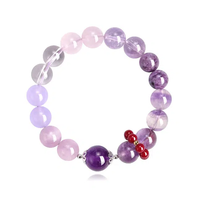 谧月珠宝 寓意设计八方来财做个富婆国潮新中式优雅显白淡雅精美礼盒小众设计高级水逆退散好运天然 紫水晶 手串 男女同款情侣款