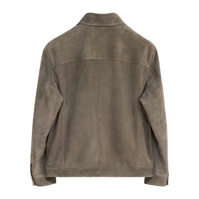 丹宁哲学 灯芯绒纹理新西兰绵羊皮复古纯色翻领直筒型皮衣 男款