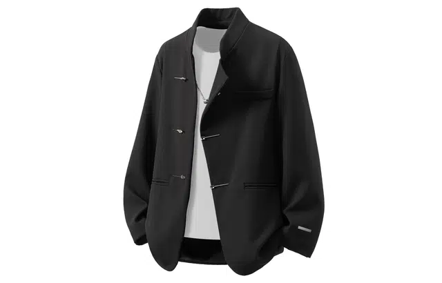 王者荣耀 新中式中山装古装国风雅痞风西服时尚抗皱易打理休闲外套男士韩版大口袋宽松小英伦夹克高级感毕业礼服西装 标语款 男女同款