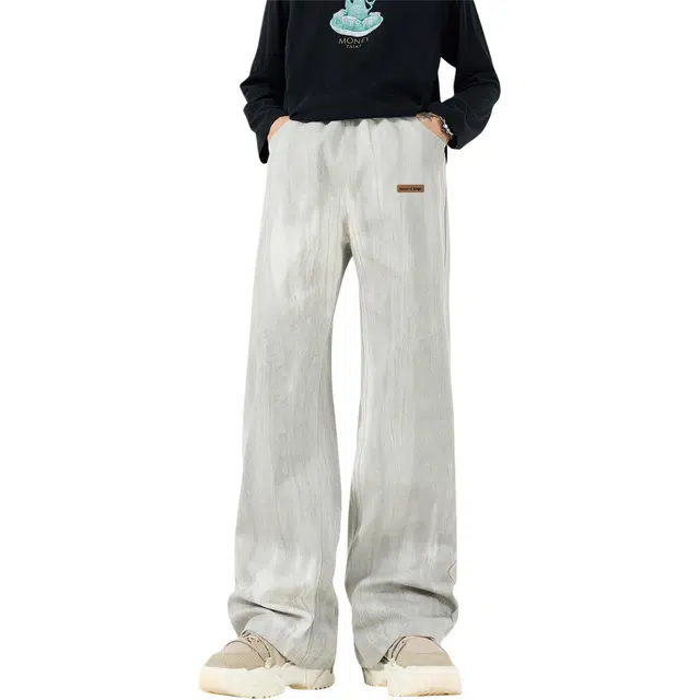 王者荣耀 美式复古水洗做旧直筒裤宽松舒适青少年高颜值休闲百搭时尚牛仔裤 标语款 男女同款