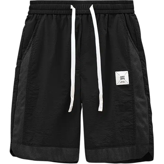 太子龍 夏季网眼冰丝拼接运动男速干弹力透气五分裤松紧腰沙滩裤休闲短裤 男款