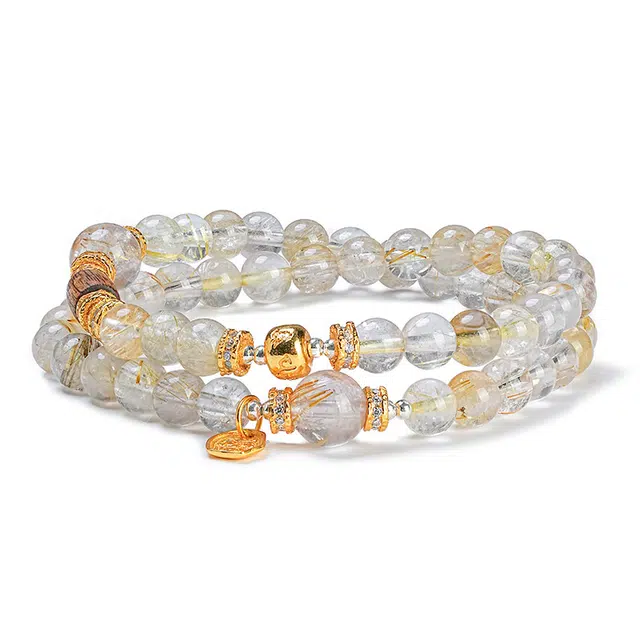 【穷转富秘籍】 凤凰涅磐 吸金能量石#转运珠 财富好运 新中式原创设计首饰天然 黄发晶 手串 女款