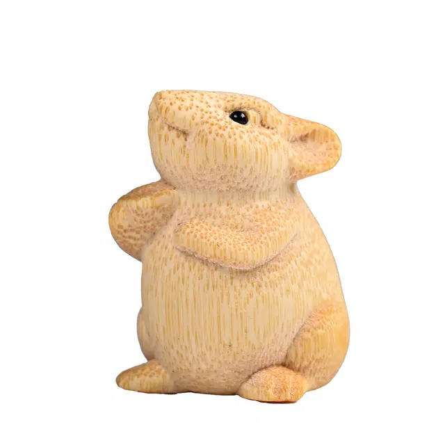 灵晔 国潮新中式精工雕刻文艺设计家居茶宠车载摆件随手文玩盘玩猪事顺利招财纳福平安#好运 竹木 把件 男女同款情侣款