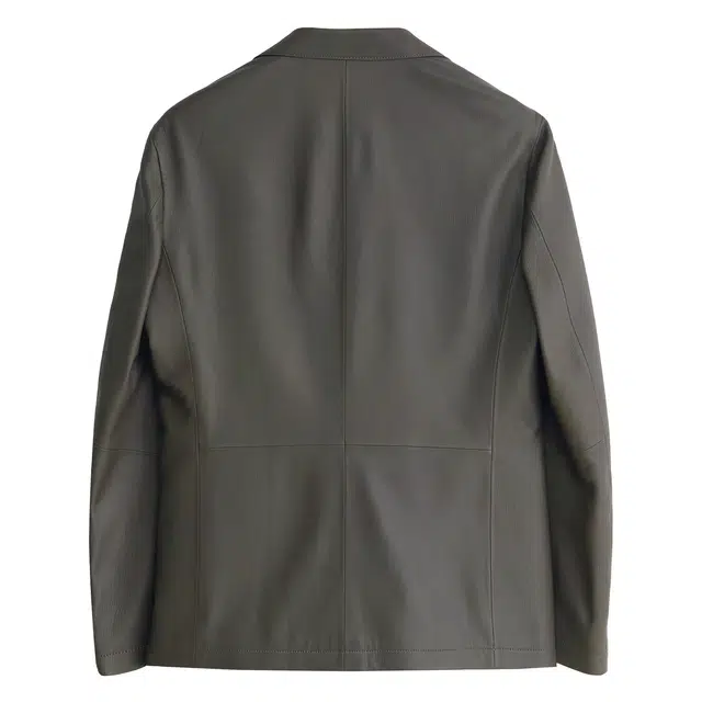 丹宁哲学 绅士绵羊皮压纹工艺纯色西装领修身型皮衣 男款