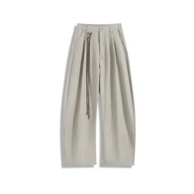 欧路得 美式复古男夏季高街打褶山本西装裤子潮牌阔腿拖地弯刀裤休闲裤 男款