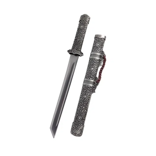 天子剑 赤藤短刀 龙泉短刀高碳钢一体锻打小唐横刀 锌合金外鞘未开刃 成品模型