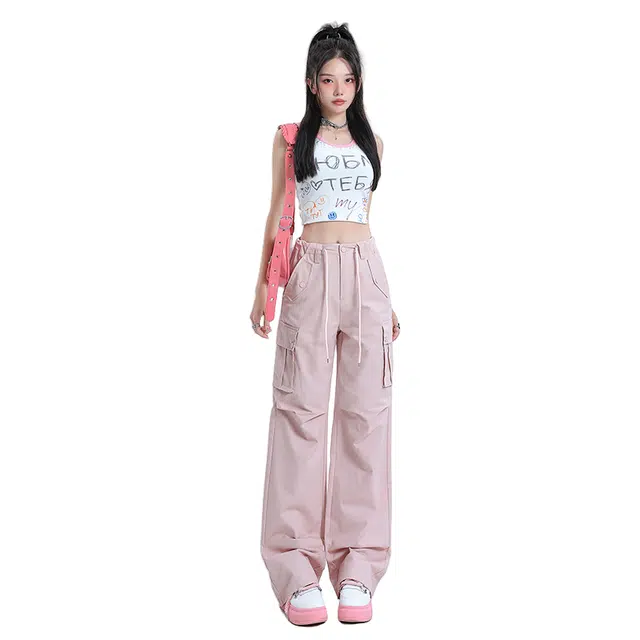 玫丝朵 高腰工装小众设计阔腿休闲裤 女款