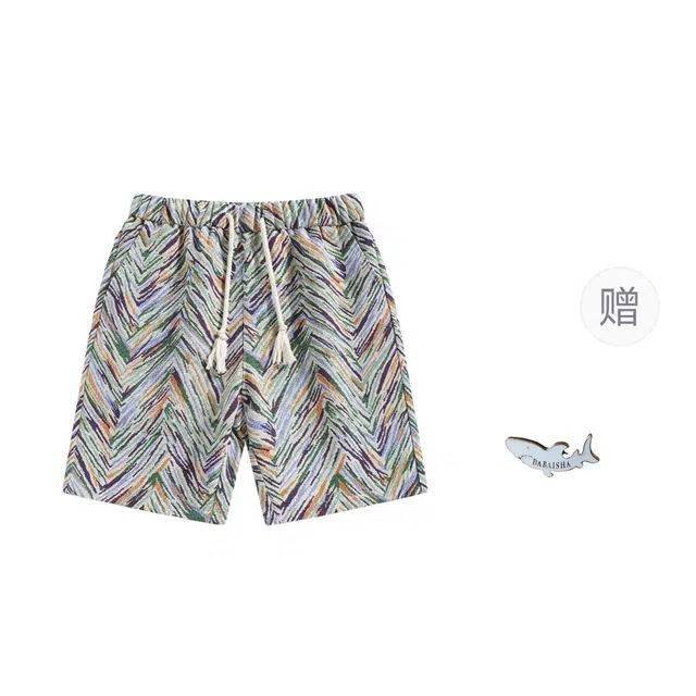 大白鲨 日系复古潮牌五分裤男高级感创意休闲短裤 男款 白色