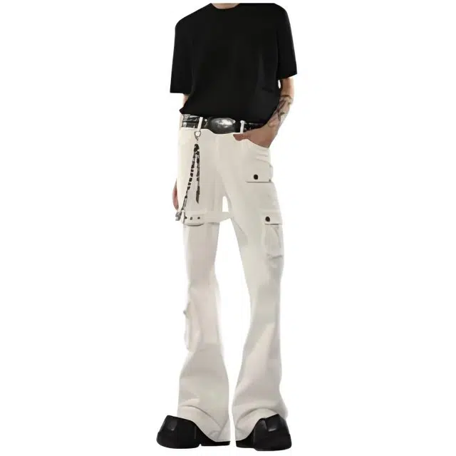 木木兔 美式重磅夏季男士国潮穿搭裤子百搭简约潮流男生夏天微喇叭牛仔长裤休闲裤 男女同款