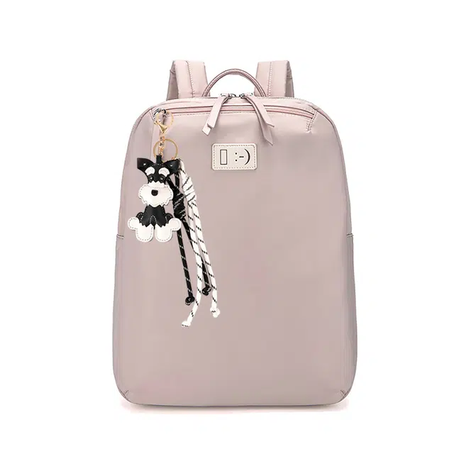 维尼奥 轻薄商务旅行休闲时尚通勤简约轻便大容量电脑 防水面料 双肩包 女款 果仁杏/脏粉色