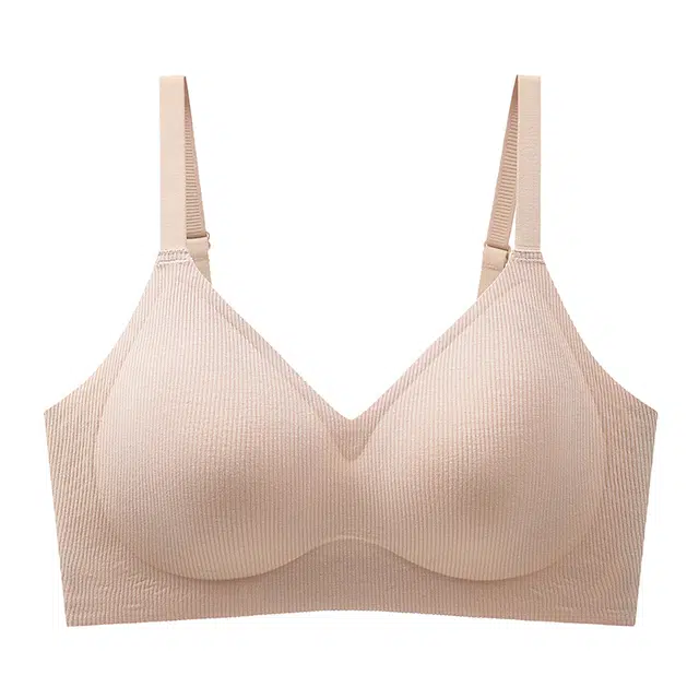 戴维诗 螺纹果冻条内衣女小胸聚拢薄款无钢圈软支撑收副乳舒适睡眠文胸 女款