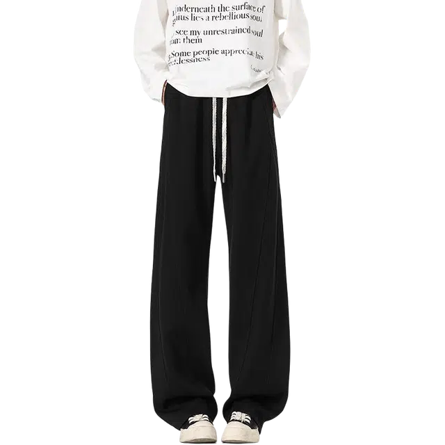 佑麟 拼接拖地弯刀裤子春秋季潮牌美式高街宽松大码垂感阔腿运动长裤休闲裤 男女同款
