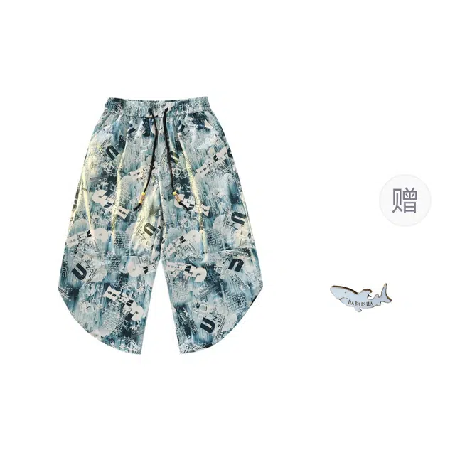 大白鲨 潮牌美式复古沙滩五分中裤休闲短裤 男款