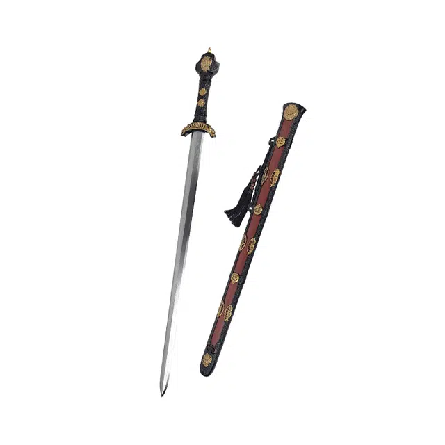 天子剑 彻影剑 酸枝木鞘手柄百炼花纹钢剑身宝剑兵器未开刃 成品模型