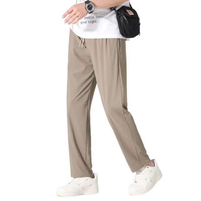 顶峰保罗 冰丝薄款宽松运动潮流痞帅垂感纯色简约直筒抽绳无性别主义长裤时尚百搭高级感休闲裤 男女同款