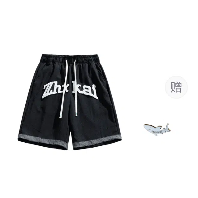 大白鲨 纯色泡泡格五分裤中腰休闲短裤 男款