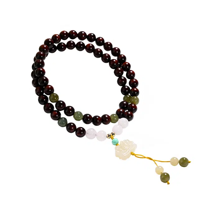 天纵 小叶好事莲莲幸福如愿来叠戴文玩佛珠 紫檀属 手串 男女同款情侣款