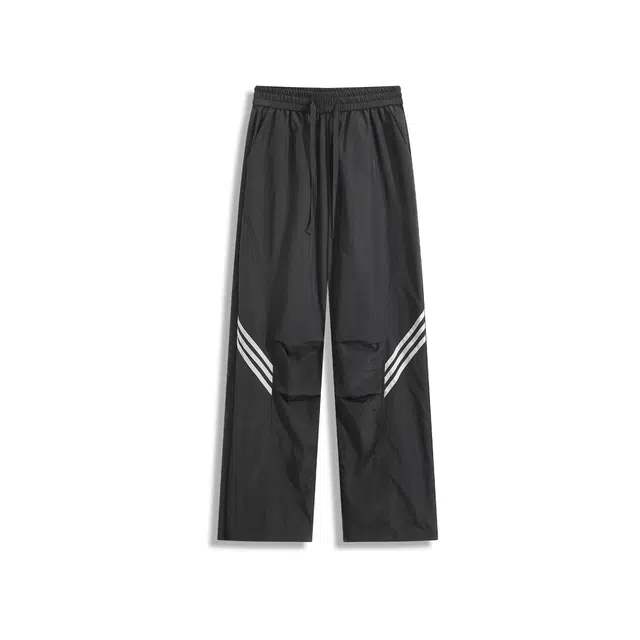 零氏 夏季冰丝凉感薄款透气速干美式机能三条杠褶皱设计感直筒宽松垂感百搭时尚运动长裤子休闲裤 男女同款