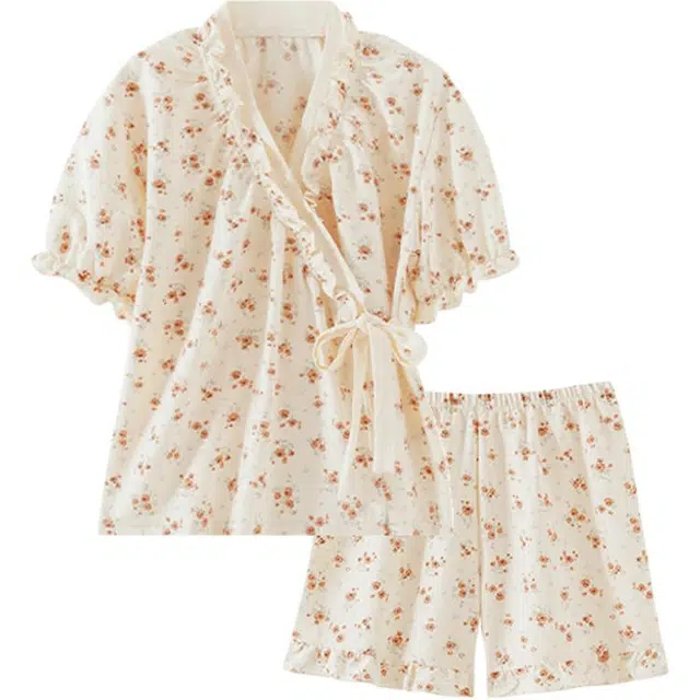 欧诗帛 云朵棉女士可外穿夏季韩版高颜值短袖短裤学生宽松家居服睡衣套装 女款