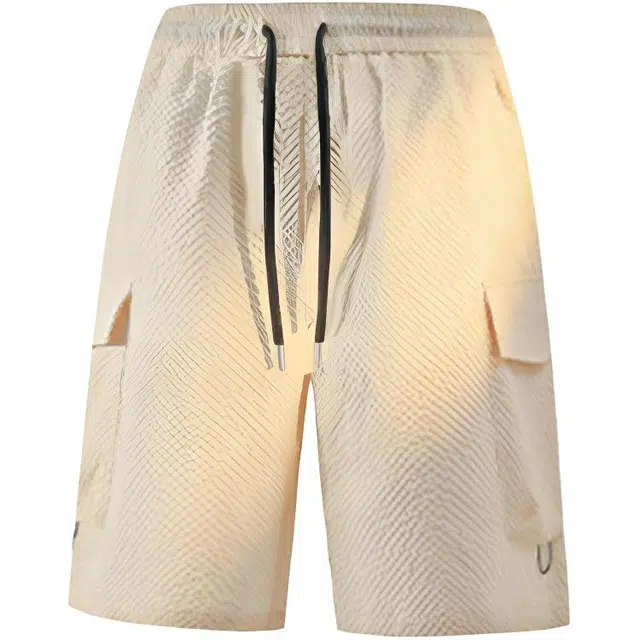 左岸 夏季美式休闲风纯色日常通勤户外活动宽松舒适透气冰丝潮牌工装短裤 男款