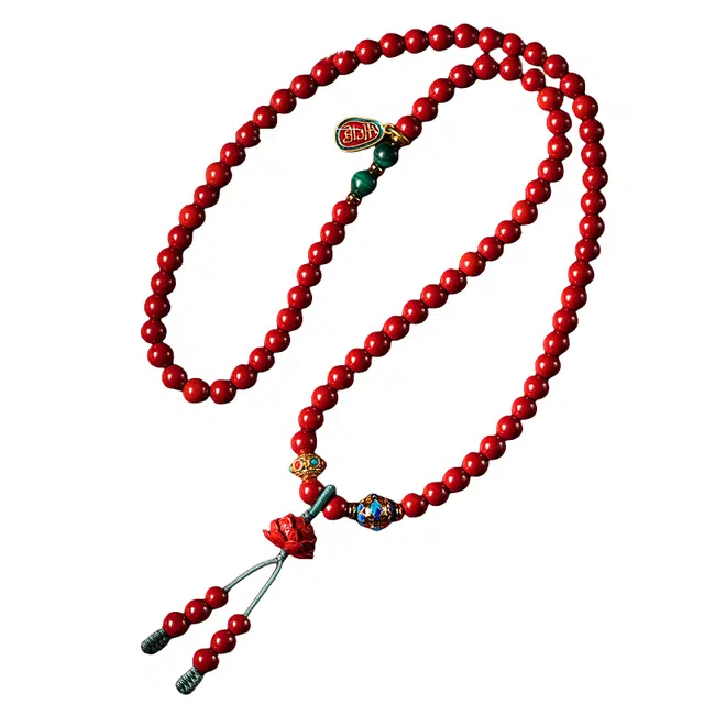 子婳 多圈原矿帝王砂新中式复古民族风本命年转运招财纳福好运莲莲 朱砂 手串 女款