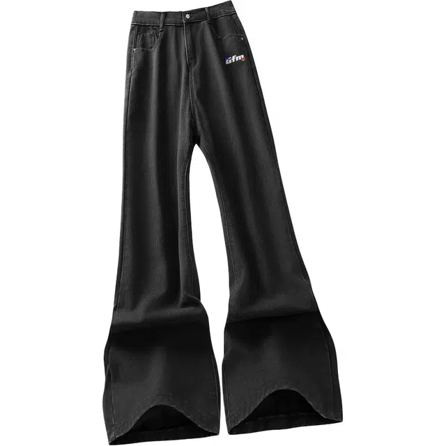 加菲猫家族 弯刀裤纯色基础款做旧水洗中腰废土风显瘦显高舒适垂感宽松休闲日常百搭轻薄透气微喇牛仔裤 男女同款