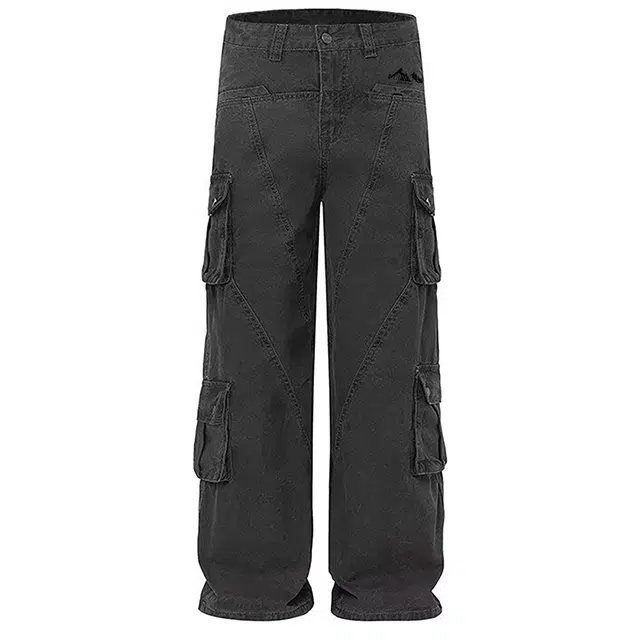 虫小绿 美式重磅多口袋扎染高街复古工装水洗做旧宽松直筒百搭休闲裤 男女同款