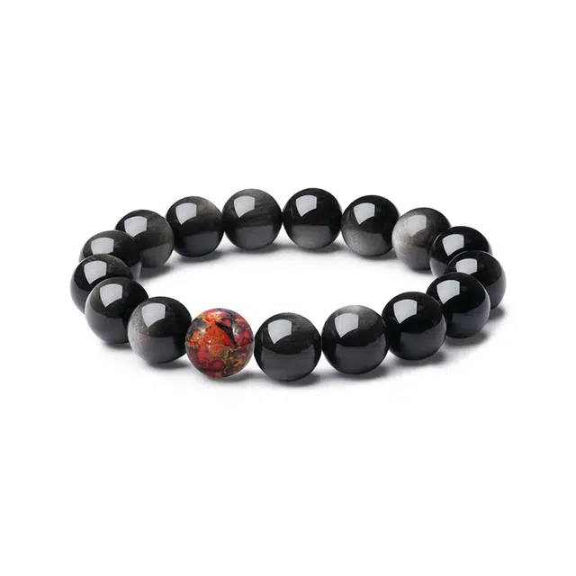 【樱花雨】 眰恦 五行属水 旺桃花属性 乞巧佳节 黑武士系列暴力吸金 佳偶天成钟情久久#好运 黑曜石 手串 男款