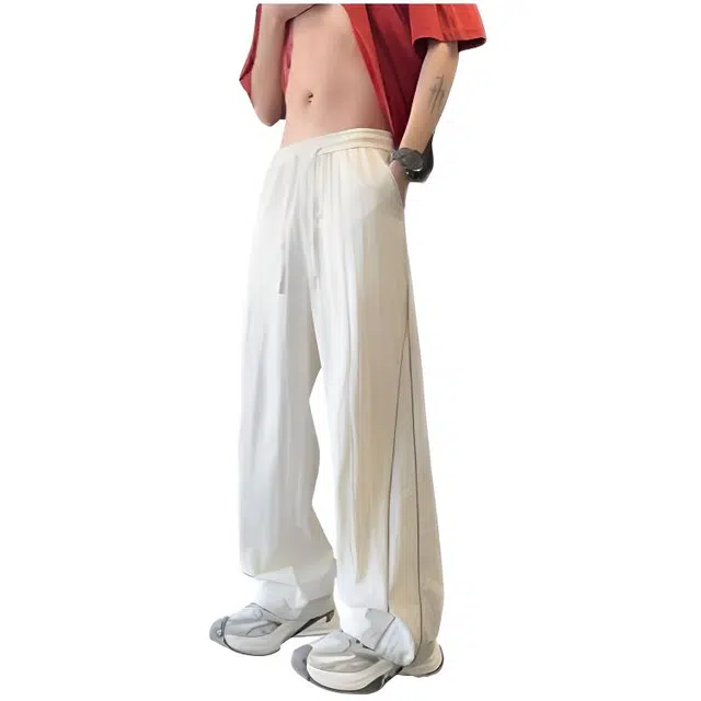 木木兔 美式重磅夏季男士国潮穿搭裤子百搭简约潮流男生夏天直筒运动长裤休闲裤 男女同款