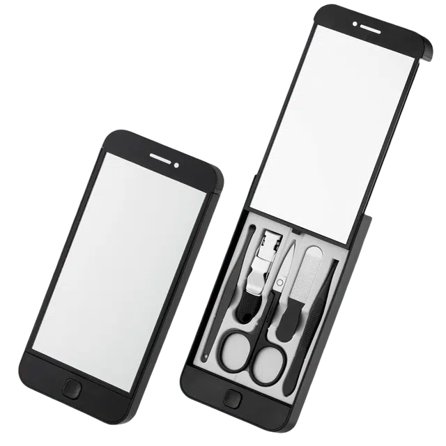 小天籁 指甲钳便捷剪甲修眉 挖耳勺套盒高档镜子 专业指甲刀男士 指甲钳工具 美甲个护组合