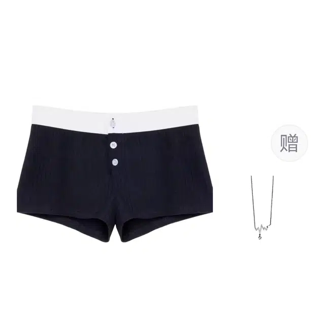 识恩 美式三粒扣显瘦修身居家外穿四角撞色休闲短裤 女款