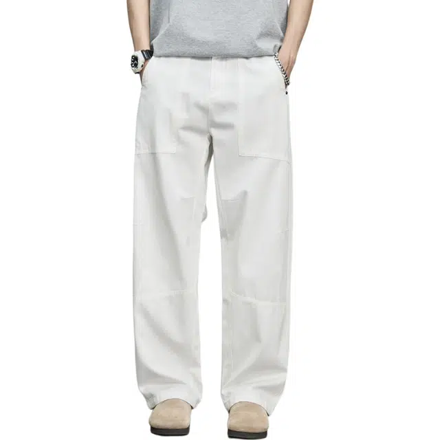 隐狼世家 美式高街伐木工装裤潮牌夏季薄款直筒宽松莱赛尔长裤子休闲裤 男款