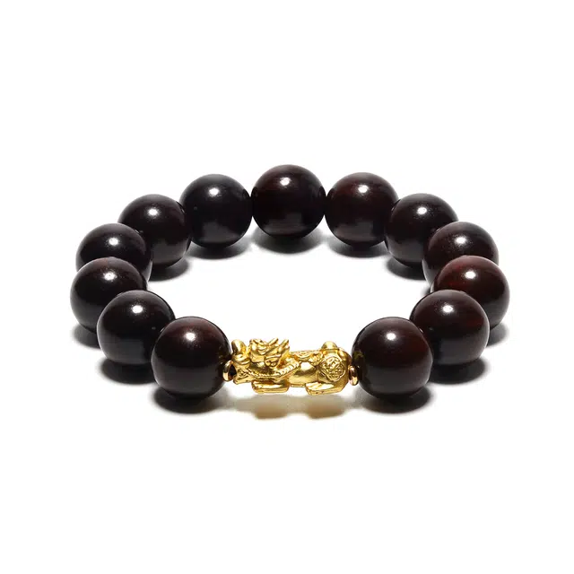 钵提 古法金铜镀金招财貔貅珠串盘玩转运吞金兽#好运 紫檀属 手串 男女同款情侣款