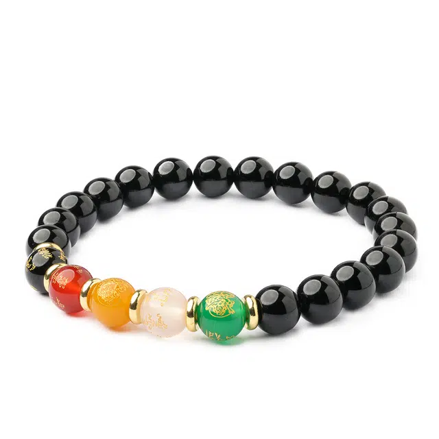 三檀小舍 国风国潮五路财神 招财转运旺事业文玩盘玩小众高级礼盒 黑曜石 手串 男女同款情侣款