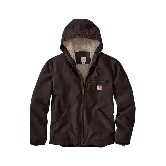 Carhartt 104392-J141 OJ4392 Washed Duck Sherpa-lined Jacket Sierra Jacket Logo-3 RELAXED FIT