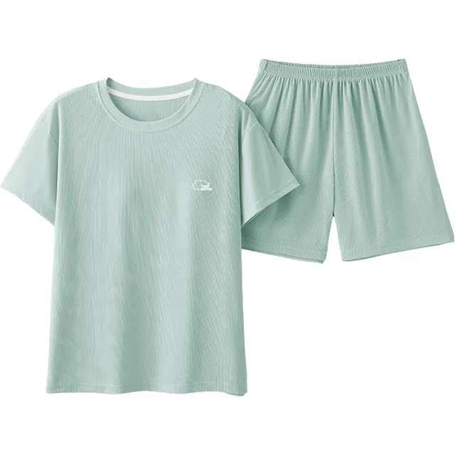 都市丽人 夏季清凉透气舒适薄款短袖短裤睡衣可外穿家居服套装 女款