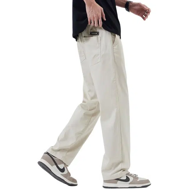 潮人榜 美式高街天丝垂感宽松直筒长裤子男夏季薄款潮牌百搭高级感阔腿休闲裤 男款