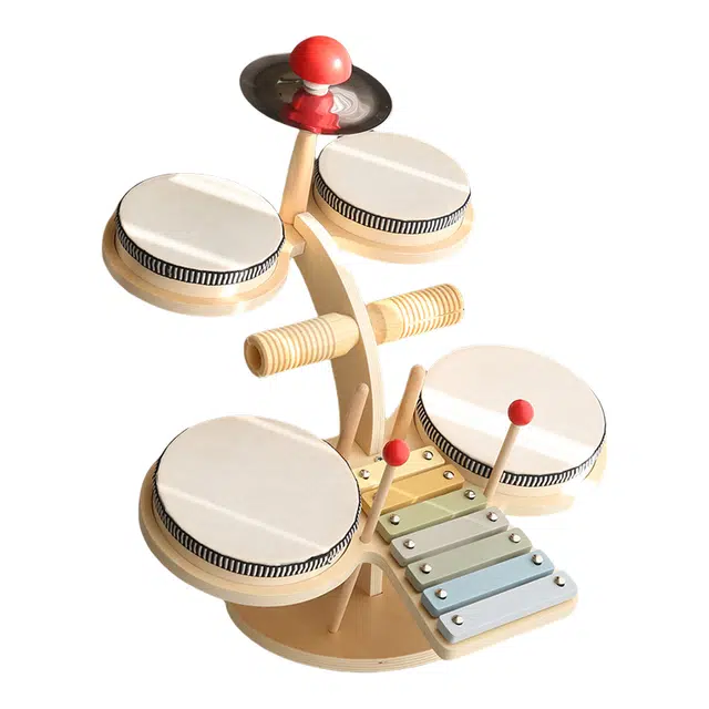 图米鱼 木质多功能架子鼓 释放音乐天赋色彩认知启蒙 早教益智玩具